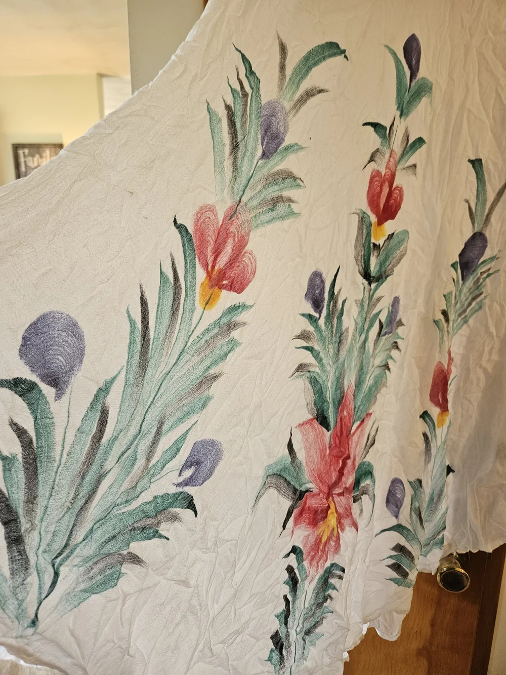 White Floral Hand-Painted Kids Dress